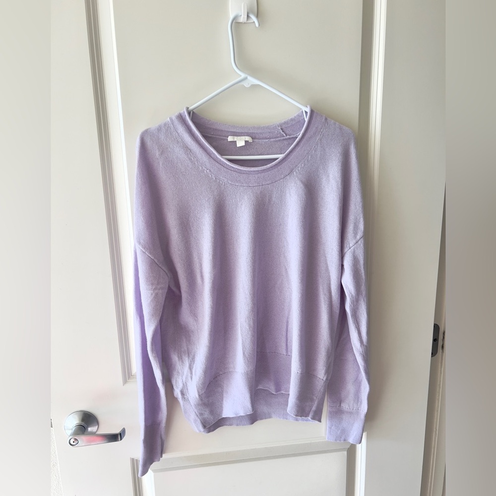 COS Purple Crewneck soft knit loose fit relaxed wool cashmere sweater, jumper